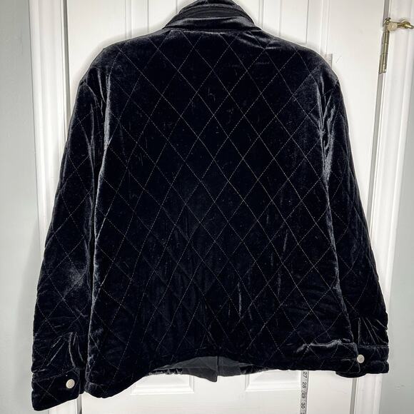 Chicos Black Velvet Snap Front Shirt Shacket Jacket Size 3 Xl - Picture 9 of 9